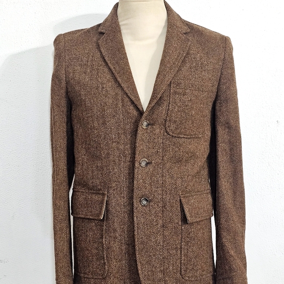 Rugby Ralph Lauren Textured Brown Blazer Suit Jacket - Picture 2 of 16